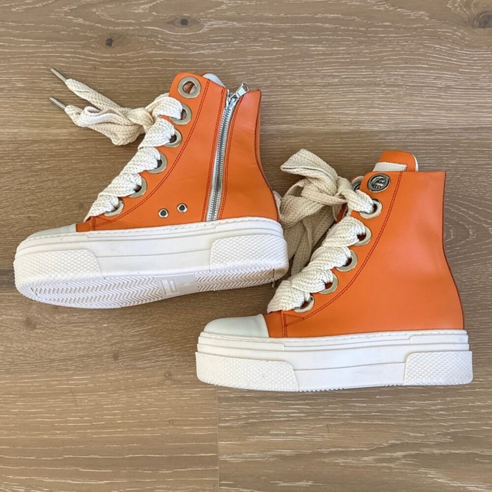 Cristian Zerotre Leather Sneakers CRO3 Calipso 300 Size EU36 Orange White